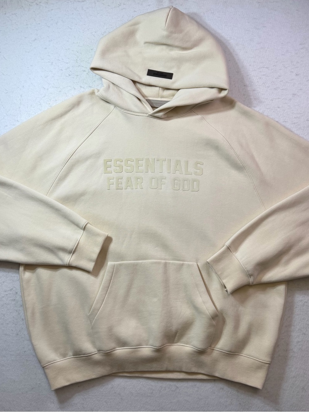Fear Of God FOG Pullover Word Mark Logo FW22 Hoodie Beige Cream Eggshell Size XL